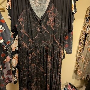 Torrid Black and Pink Marble Long Sleeve Dress